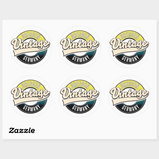 Sticker Rond Logo de style vintage Dresde (Feuille)