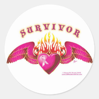 Sticker Rond Logo de survivant de cancer du sein