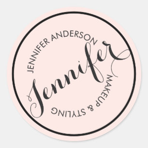 Sticker Rond Logo de timbre circulaire vintage Maquillage et be