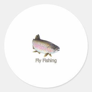 Sticker Rond Logo de truite arc-en-ciel Fly Fishing