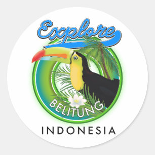 Sticker Rond logo de voyage à Belitung Indonésie