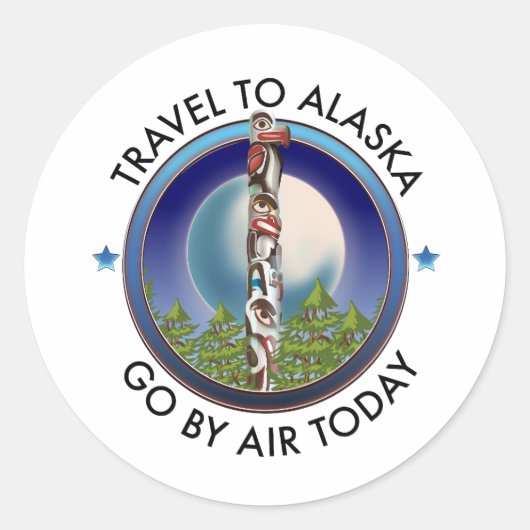 Sticker Rond logo de voyage de l'Alaska (Devant)