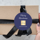 Sticker Rond logo d'entreprise bleu Noël