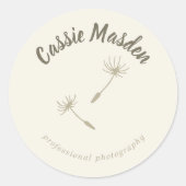 Sticker Rond Logo d'entreprise botanique rustique Dandelion See (Devant)