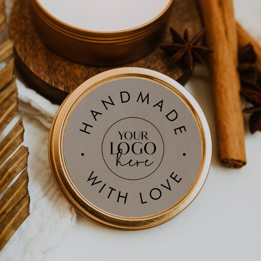 Sticker Rond Logo D'Entreprise Chic Faux Kraft Fait À La Main A