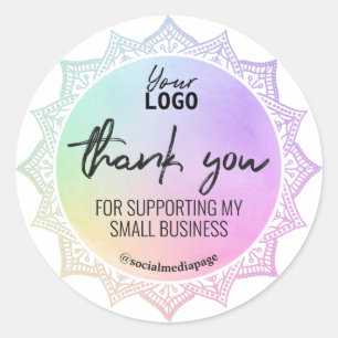 Sticker Rond Logo d'entreprise de Merci de couleur arc-en-ciel