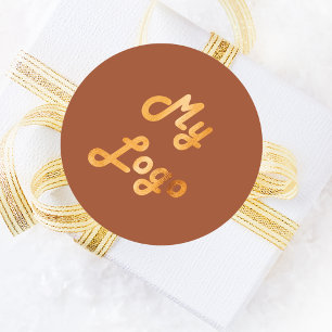 Sticker Rond Logo d'entreprise de terre poussiéreuse orange brû