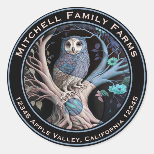 Sticker Rond Logo d'entreprise de Yin Yang Owl (Devant)