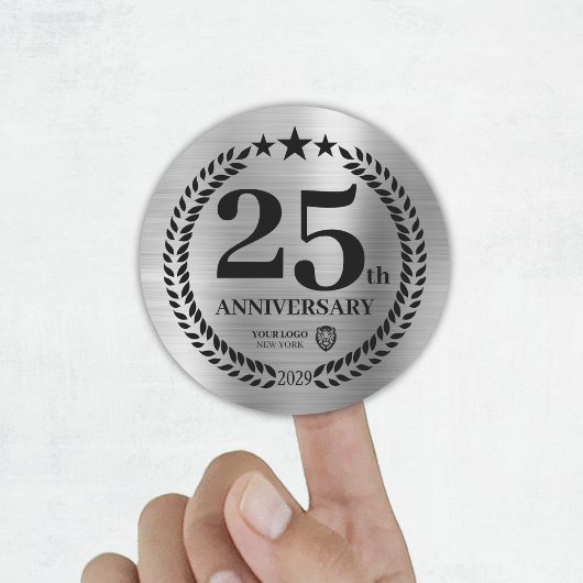 Sticker Rond Logo d'entreprise du 25e anniversaire de l'argent
