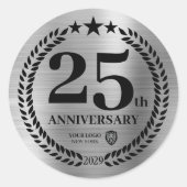 Sticker Rond Logo d'entreprise du 25e anniversaire de l'argent (Devant)