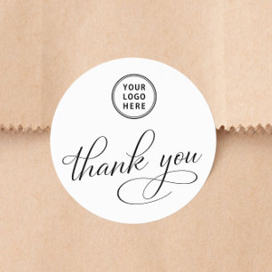 Sticker Rond Logo d'entreprise Écriture Élégante Merci