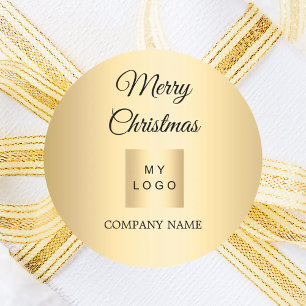 Sticker Rond logo d'entreprise en or de Noël