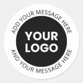 Sticker Rond Logo d'entreprise et texte modifiable blanc et noi (Devant)
