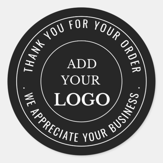 Sticker Rond Logo d'entreprise Merci de marque Noir (Devant)