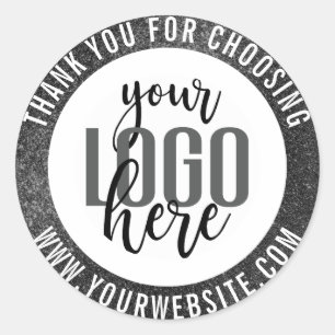 Sticker Rond Logo d'entreprise Merci Parties scintillant noire