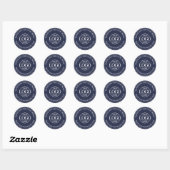 Sticker Rond Logo d'entreprise moderne bleu marine sur mesure p (Feuille)
