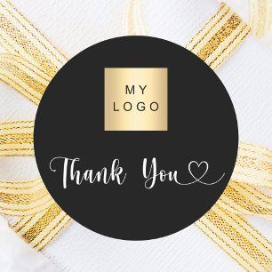 Sticker Rond Logo d'entreprise noir blanc merci
