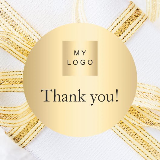 Sticker Rond Logo d'entreprise or merci