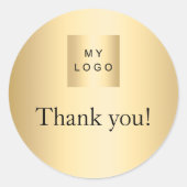 Sticker Rond Logo d'entreprise or merci (Devant)
