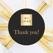 Sticker Rond Logo d'entreprise or noir merci