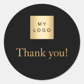 Sticker Rond Logo d'entreprise or noir merci (Devant)