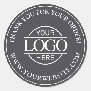 Sticker Rond Logo d'entreprise personnalisé en gris et blanc