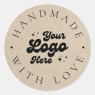 Sticker Rond Logo d'entreprise personnalisé Faux Kraft fait mai