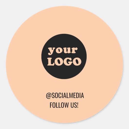 Sticker Rond Logo d'entreprise personnalisé Peach moderne (Devant)