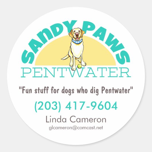 Sticker Rond Logo d'entreprise pour animaux de compagnie Sandy  (Devant)