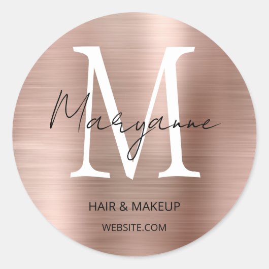 Sticker Rond Logo d'entreprise rose Gold Monogram (Devant)