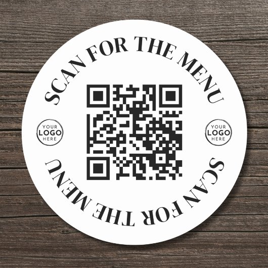 Sticker Rond Logo d'entreprise Scannez Menu Code QR