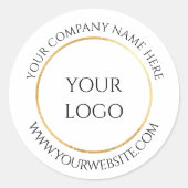 Sticker Rond Logo d'entreprise simple blanc personnalisé (Devant)