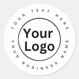 Sticker Rond Logo d'entreprise simple noir et blanc