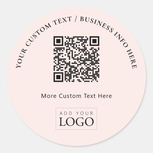 Sticker Rond Logo d'entreprise simple rose QR Code promotionnel (Devant)