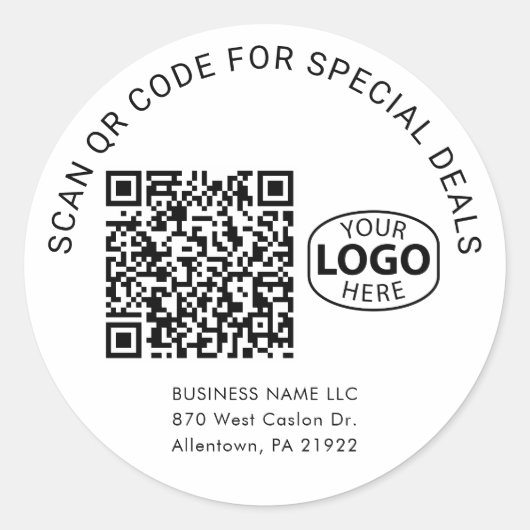 Sticker Rond Logo d'entreprise simple Typographie de code QR pe (Devant)