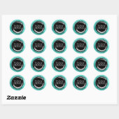 Sticker Rond Logo d'entreprise Turquoise Black Circle Merci (Feuille)