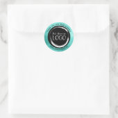 Sticker Rond Logo d'entreprise Turquoise Black Circle Merci (Sac)