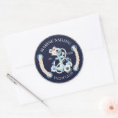 Sticker Rond Logo des fleurs de fleurs marines de l'ancre nauti (Enveloppe)