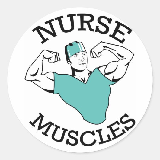 Sticker Rond Logo des muscles d'infirmières masculines (Devant)
