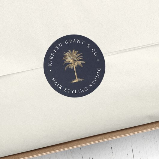 Sticker Rond Logo des palmiers d'or Faux