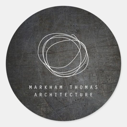 Sticker Rond Logo Designer Scribble sur Black Grunge Metal (Devant)