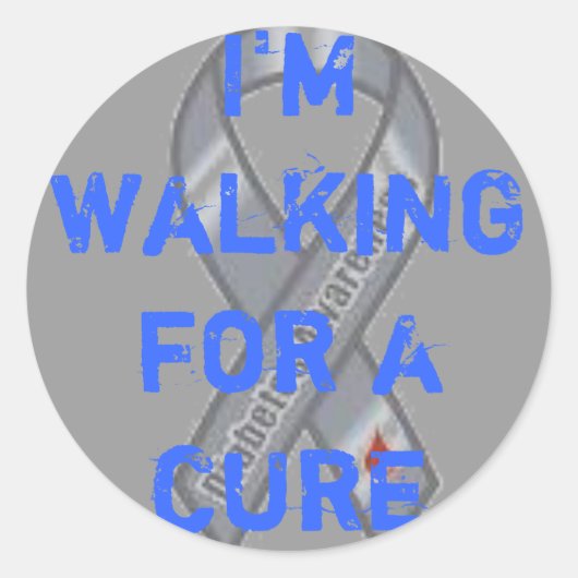 Sticker Rond logo diabète, je marche pour une cure (Devant)