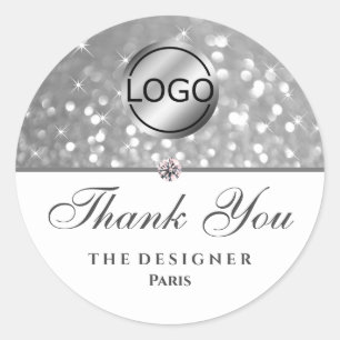 Sticker Rond Logo d'image Diamond Parties scintillant Argent St