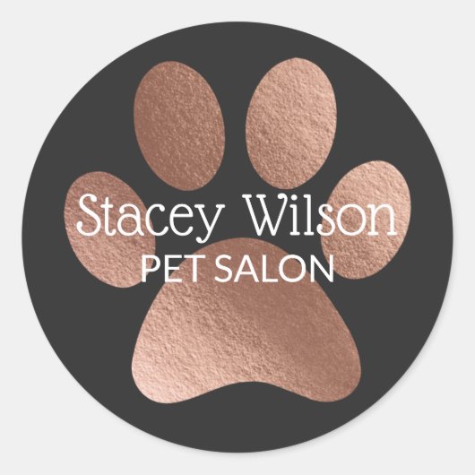 Sticker Rond Logo D'Impression Rose Gold Paw Sur L'Étiquette Du (Devant)
