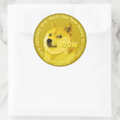 Sticker Rond Logo Dogecoin pièce crypto-monnaie (Sac)