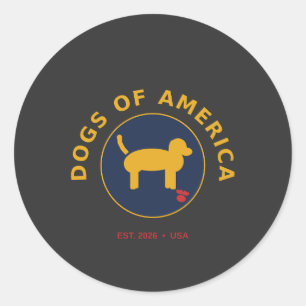 Sticker Rond Logo Dogs d'Amérique - Badge de Chien Doré