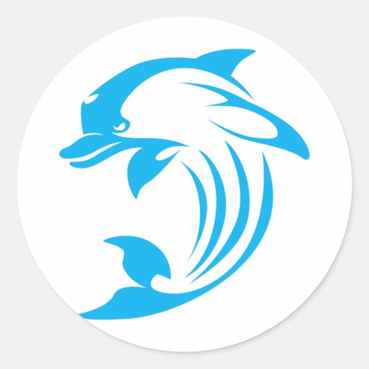 Sticker Rond Logo Dolphin bleu personnalisé (Devant)