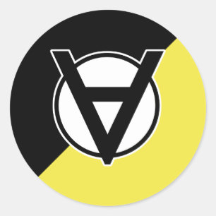 Sticker Rond Logo d'origine bénévole sur noir et jaune