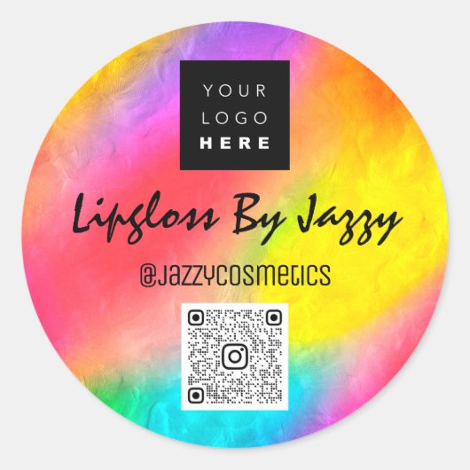 Sticker Rond Logo du code QR du Merci Rainbow Holograph (Devant)