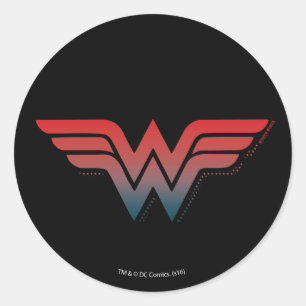 Sticker Rond Logo du dégradé bleu rouge de Wonoman